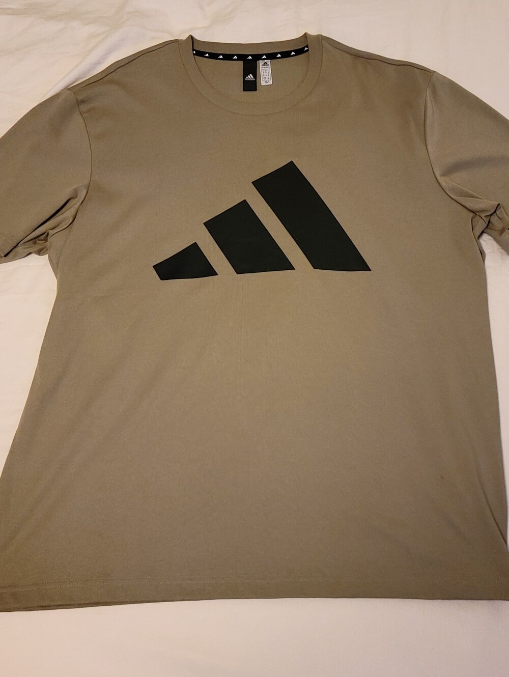 New adidas Short Sleeve Logo Tee in Olive Green with Black Graphic